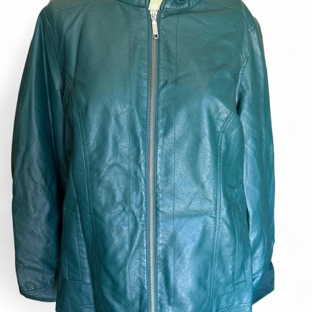 NWT Christopher & Banks Green Leather Jacket Size Large